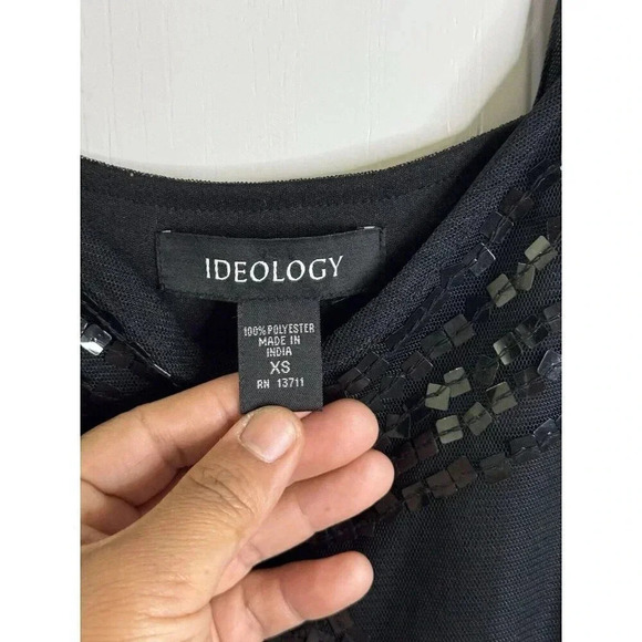 IDEOLOGY Black Sequin Mesh WhimsiGoth Witchy Slip Fairy Grunge Dress Womens XS - Picture 7 of 13